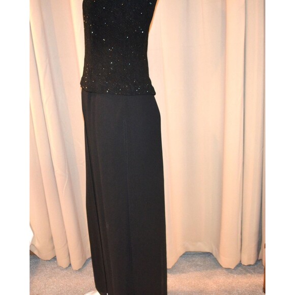 Vintage Black One Piece Pallazzo with Peplum Sparkle Top and Sheer Layover - Picture 6 of 8